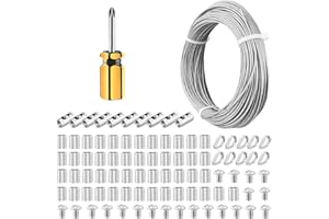 Abimars cavo acciaio rivestito in vinile 2MM,50m cavo metallico 304 in acciaio inox con anello di crimpatura in alluminio, nucleo 7x7 per appendere, linea di vestiti, pesca