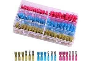 RUNCCI-YUN 150 Piezas de Conectores de Cable termoretractil, impermeables con aislamiento completo hembra/macho terminales de pala eléctrico Crimp Conectores Kit (RojoAzulAmarillo)