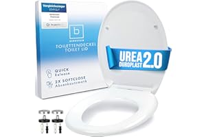 Benkstein® Toilettendeckel mit Absenkautomatik oval weiß – antibakterieller WC Sitz – Quick-Release zur einfachen Reinigung – einfache Montage – Urea-Duroplast – abnehmbar – bis 150 kg belastbar