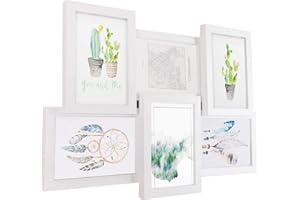 EUGAD Cornice per Foto da Muro Cornici Fotografiche Multiple da Tavolo in 3D MDF Sfondo Decorativo della Parete Bianco 0047XK