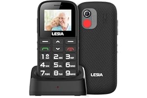 LESIA Teléfono móvil para Personas Mayores Móviles de Teclas Grandes, fácil de Usar Celular para Ancianos, Botón SOS, USB C, Base de Carga, Llamada rápida, Volumen Alto, EZ1 Senior Negro