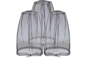 Anvin Mückenkopfnetze gegen Insekten, Insekten, Insekten, Insekten, Mücken von Allen Outdoor-Aktivitäten, funktioniert über die meisten Hüte, kommt mit Aufbewahrungstaschen (3 Stück) schwarz