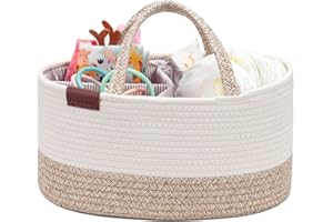 Febzoce Baby Nappy Caddy Organiser, Diaper Changing Bag Newborn Shower Gift Basket 38 x 26 x 18 cm, Neutral Brown