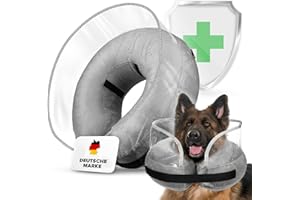 Aschpas® Collarín inflable para perro con capa protectora para hocicos largos, collarín para gatos, collar para perros, protección contra fugas, cuerpo para perros después de la cirugía, cuello cómodo