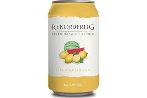 Rekorderlig - Cider - 24x0,33l Dosen in den brandneuen Sommerfarben | Set inkl. lukky24® Schlüsselanhänger für Einkaufswagenchip (Zitrone-Wassermelone 4,5% Vol)
