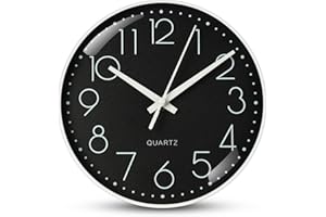 Aolso Zegar ścienny, 20 cm, cichy i nietykający, okrągły zegar ścienny na baterie, nowoczesny design, kwarcowy, dekoracyjny, do użytku wewnątrz, do kuchni, biura (biały)