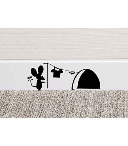 Katze & Maus Wandaufkleber Schwarz - Vinyl Dekor Für Lichtschalter & Wände