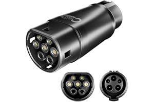 Convitex Adattatore per cavo di ricarica per EV, adattatore EV da tipo 1 a tipo 2 per stazione di ricarica, convertitore per caricabatteria per auto, da SAE J1772 a IEC 62196-2