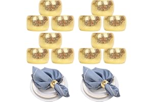 HuaLiSiJi Rond Serviette Doré 12 Pièces Rond de Serviette en Métal, pour Le Banquet de Mariage décoration de Dîner de Pâques de Noël (Doré 12 Pièces)