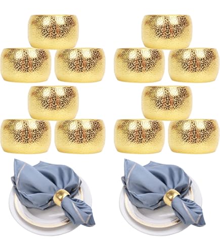 Servetringen Servet Rings Set van 9, Hollow Pattern Design Serviette gespen for Kerstmis Hotel Wedding Birthday Party (Gold of Silver) Servethouderringen (Color : Silver