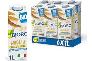 BJORG Bevanda di Miglio Biologica, Bevanda Vegetale a Basso Contenuto di Grassi, Ottima per il Tè, Gusto Avvolgente, Senza Glutine, Senza Zuccheri Aggiunti, Vegan, Formato 6 x 1L