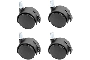 MroMax 1.5 Inch Swivel Caster Wheels 360 Degree Threaded Stem Caster Wheel with Brake, M10 x 15mm Black Tone 4pcs