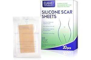DXYMN Silikonpflaster für Narben - Silicone Scar Tape, Professionelle Entfernung Neuer Alter Narben durch Kaiserschnitt, Chirurgie, Verbrennung, Keloid, Akne, etc. (4 x 7.6 CM, 20 Stück)