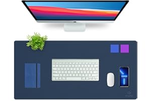 K KNODEL Sewing Leather Desk Mat, Large Mouse and Keyboard Pad, Computer and Laptop Mat for Home and Office, Desktop Protector and Blotter