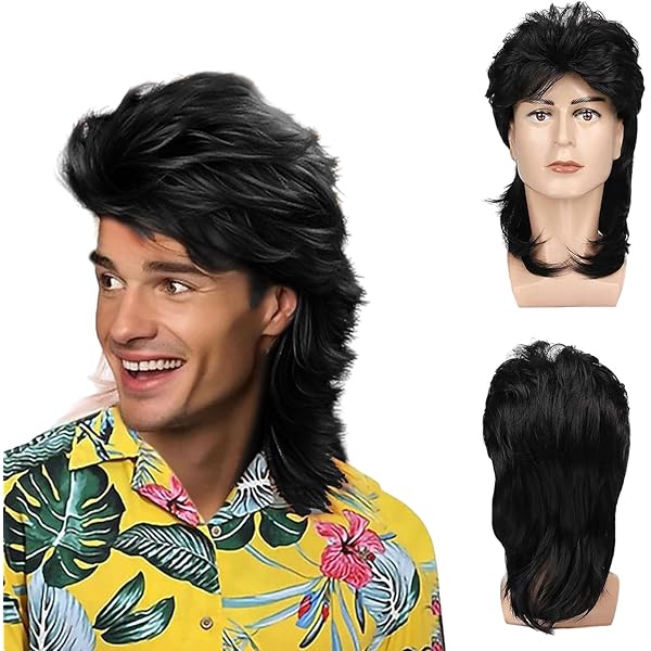 Parrucca Uomo Marrone Lunga E Ricci - Stile Anni '70/'80 - Per Halloween E Cosplay - Foto 3