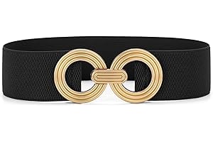 JASGOOD Women Wide Elastic Belt for Dresses Fashion Stretchy Belt Waistband for Ladies with Gold Buckle