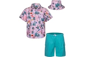 mohez Boys Hawaiian Shirt and Short Set Summer Outfit Kids 2 Piece Festival Clothes Button Down Shirts Clothes Set For Kids
