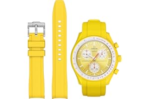 Stanchev Pasek do zegarka Omega x Swatch MoonSwatch, Speedmaster, 20 mm, miękki, gumowy, zamiennik, bezszwowy, zakrzywiony, dla mężczyzn i kobiet
