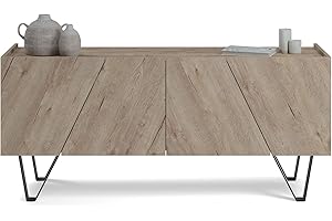 Mobili Fiver, Madia-Buffet 4 ante Emma con gambe nere, Quercia, 168 cmx45 cmx76.6 cm, Nobilitato/Ferro, Credenza Soggiorno Moderna, Made in Italy
