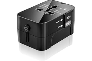 ANSSAN Adaptateur Prise Universelle, Adaptateur Universel de Voyage avec USB C et USB A Ports, Multifonction adaptateur Voyage Prise Internationale de voyage pour France Japon USA AUS UK TH CN, Etc 200+ Pays