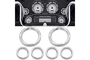 KATUR 4 "Copertura Tachimetro Electra Glide Gauge Cover Harley Road King 2" Gauge Cover Road Glide Gauge Burst Bezel Kit per Harley Street Glide 1996-2013 02 03 04 05 06 07 08 (Argento)