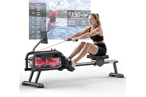 ‎NEEZEE Neezee Rudergerät für zuhause, Rudergerät Wasser mit Professioneller Bluetooth-Monitor und Tablet-Halterung, Max 150kg Belastbar, Vertikale Lagerung, Transporträder für Einfache Bewegung