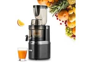 ‎4SWISS 4SWISS Slow juicer BM202xJJ - Gemüse Und Obst Elektrisch Saftpresse BPA-frei mit Zubehör, Leistungsstarker Ruhiger Motor [430 W], Einfaches Reinigungssystem und Enzymschutzsystem… (Black)
