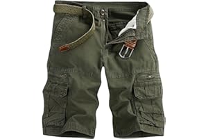VATINNT Mens Cargo Shorts Cotton Combat Casual Work Shorts with Zipper Pockets No Belt