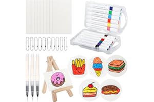 RVLZKCPG 41 Pezzi Magic Puffy Paint, 3D Schiuma Texture Painting Paper, Magic Canvas Sponge Include 12 Pennelli Colorati, 3 Penne ad Acqua, 10 Catene d Perline e 1 Cavalletto per Disegnare, Arti