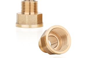 FOGBUSH 3/4" Female to 1/2" Male BSP Thread Hex Bushing Reducing Connector,2Pcs 1/2 to 3/4 Brass Hose Connecting Conversion Adapter Hose Connectors for Water Gas Shower Pipe Connecting