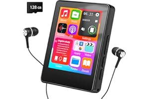 Taichaeu 128GB MP3 Player with Bluetooth - Music Player with Speaker, 2.4 in Full Touch Screen, FM Radio, Recorder, HiFi Sound, One-Tap Mute Key, Supports Expansion Up to 512GB, Wired Headset Included