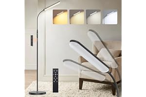 ANTENLICHT ANTENLIGHT lampadaire LED | Lampadaire pour canapé dimmable avec télécommande | 4 températures de couleur et 4 niveaux de luminosité | Lampadaire 15W noir pour chambre, salon, bureau