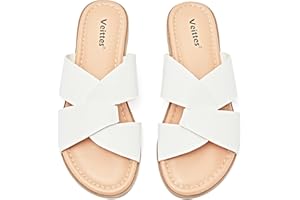 Veittes Sandalias planas para mujer - Zapatos de moda con tiras cruzadas para primavera y verano.