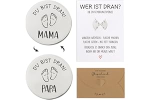 GEBETTER Schwangerschaft Geschenk Entscheidungsmünze Geschenke zur Baby Geburt Geschenkidee für Werdende Mütter Werdender Väter Neue Papa Mama Taufgeschenke Jungen Mädchen (Silberig)
