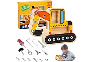 QOOLOO Planche à Vis en Bois Montessori, jeux de tournevis montessori, Montessori Jeu de Motricité en Bois, Tableau Activités en Bois avec Tournevis, Jouets Sensoriels Éducatif pour Garçon Fille 3 4 5 6 Ans