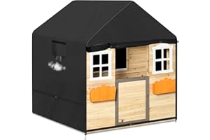 WLDGQGE Spielhäuser Abdeckung, Strapazierfähiges 600D Oxford-Gewebe Wasserdicht Spielhaus Kinder Outdoor Abdeckplane, UV-beständig, Reißfest Schutzhülle Spielhaus Kinder (Schwarz,148 * 113 * 128CM)