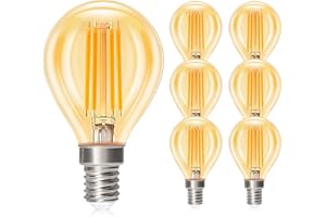 Dehobo E14 LED Lampadine, Lampadina Filamento 2700K Luce Bianca Calda LED E14 Bagliore Ambrato, 4W Equivalenti a 40W, 380Lm, Adatte per Faretti Soggiorno, Cucina, Applique - Pacco da 6