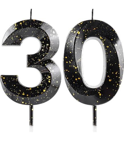 Nuanchu 2 Stücke 30. Geburtstag Kerzen 3D Diamant Form Nummer 30 Kerzen
