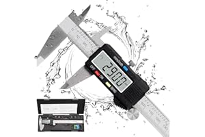 Pied a Coulisse, Qfun Pied à Coulisse Digital 150mm Acier Inoxydable Grand Écran LCD Précision Réglable 0.01mm, mm/inch conversion, Résiste aux Eclaboussures, Mesure de l'industrie domestique