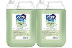 Carekind 70% Hand Sanitiser Gel 5 Litre - with Aloe Vera Extract - Antibacterial Hand sanitizer gel made with Medical Grade Alcohol, Kills Viruses & 99.999% of bacteria. Bulk 5ltr refill (Pack of 2)