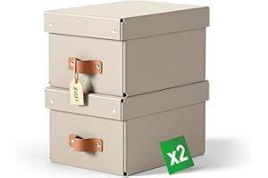 Leitz Puro Small Storage Box with Lid – Set of 2 Durable Storage Boxes, Compatible with Cube Units & Shelves, 7L Stackable Organiser, Suitable for Home & Office (20 x 28 x 15 cm, Sand Beige)