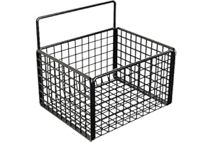 HERCHR Cestello Portaoggetti in Filo Metallico, Cestini adesivi di piccole dimensioni per riporre oggetti in cucina, senza bisogno di forare, mensole sospese per il bagno cucina(Nero)