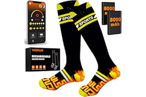 VICEPLUS Calze Riscaldate a Batteria 8000mAH Calzini Scaldapiedi Con controllo dell'app, USB Riscaldati Scaldapiedi Elettrico Calze Design del calore in punta di piedi Termiche per Sci, Pattinaggio,Escursioni