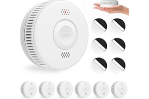 Rauchmelder 10 Jahre Batterie, HATHEPHS Photoelektrischer Feuermelder Brandmelder mit Klebepads, Rauchwarnmelder mit Stummschaltfunktion, EN14604, 6 Stück