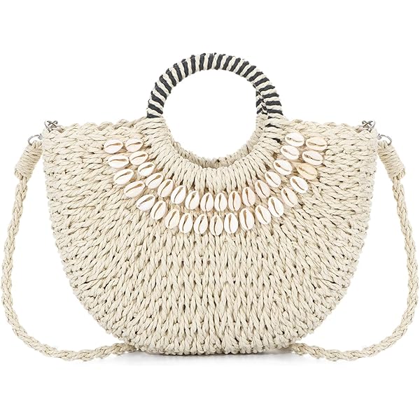 YMYL Pochette In Paglia Con Fiocco - Borsa Estate Donna Handmade Per Spiaggia E Matrimoni - Foto 7