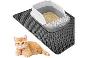 WIYETY Tappetino per lettiera per gatti, 90 x 60 cm: doppio strato, tappetino per lettiera per gatti, grande con impermeabile e antiscivolo, design a nido d'ape, tappetino per gatti, in materiale EVA