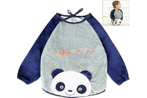 iwobi Babero Impermeable de Mangas de Panda, Baberos del Bebé Terciopelo, Lavable, para Bebés de 6 a 36 Meses