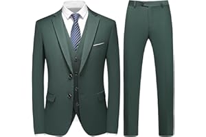 KUDMOL Herren Anzug 3 Stücke Slim Fit Anzug Business Hochzeit Formal Dinner Zwei Knöpfe Smoking Anzug für Männer Klassischer Blazer Weste Hose Set