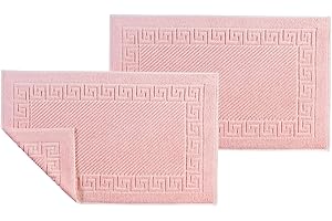 ASTREA TEXTILES Tappetino da bagno per bagno, 100% cotone, set di 2 pezzi (rosa chiaro)