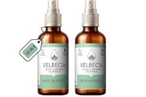 Velbecia® - Fleurs du Dr Bach Perte de poids 50 ml +1 OFFERT - SANS ALCOOL - Gérer sa frustration, culpabilité, découragement, tentation, démotivation - Spray Utilisation facile